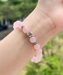 Thạch anh hồng mix thỏi bạc thái